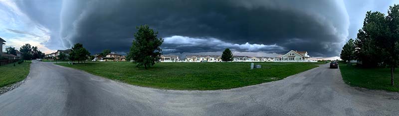 dark clouds over neighborhood